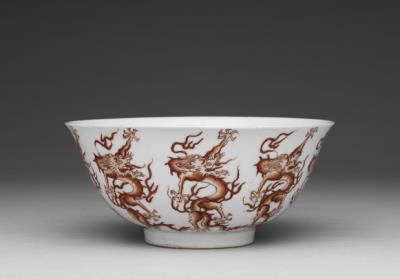 图片[2]-bowl with nine dragons decoration in overglaze red, Ming dynasty, Hongzhi reign (1488-1505)-China Archive